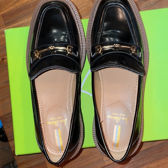 Sam Edelman Black Loafers with Gold Accent - Picture 2 of 5